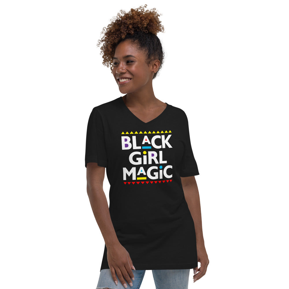 Black Girl Magic Short Sleeve V-Neck T-Shirt.