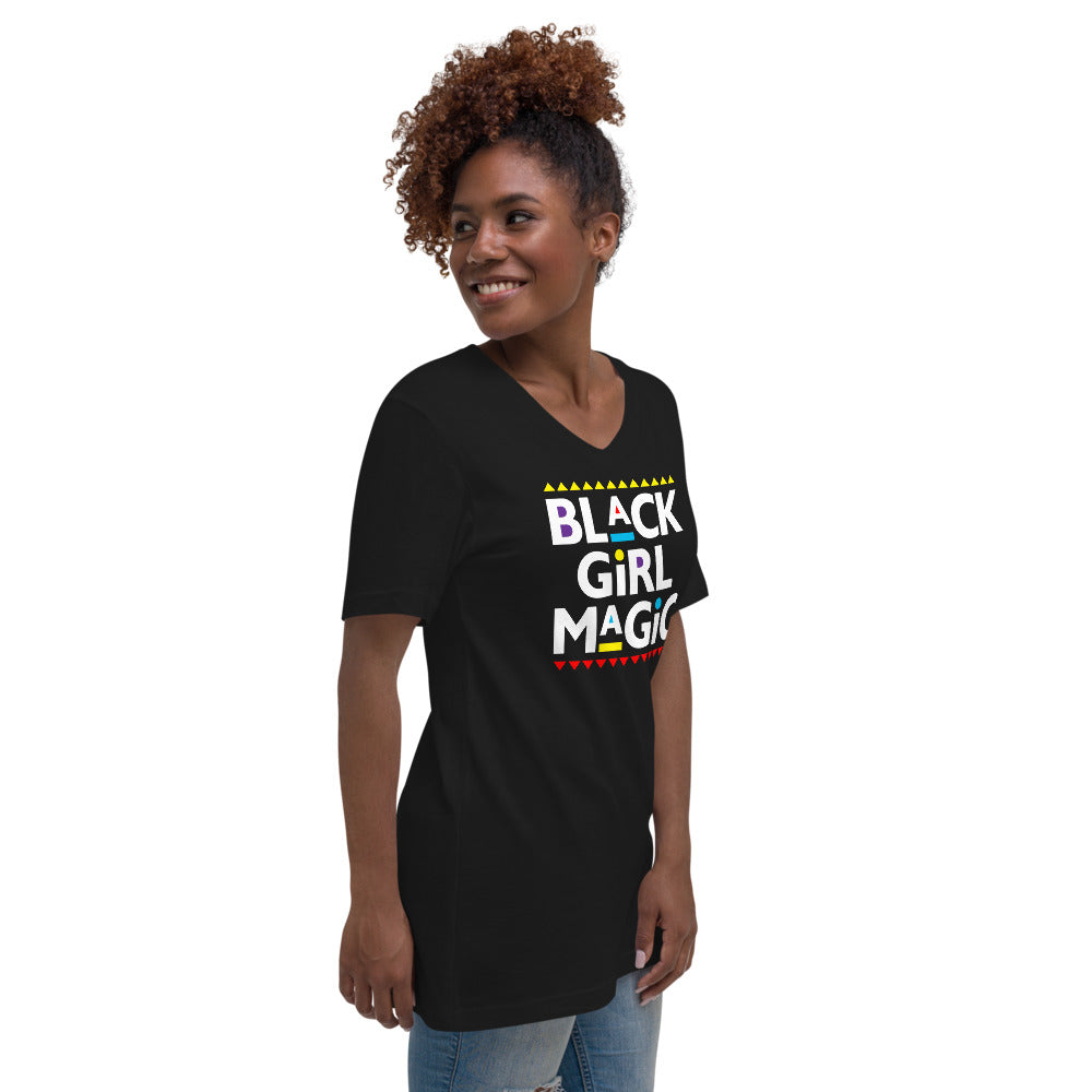 Black Girl Magic Short Sleeve V-Neck T-Shirt.